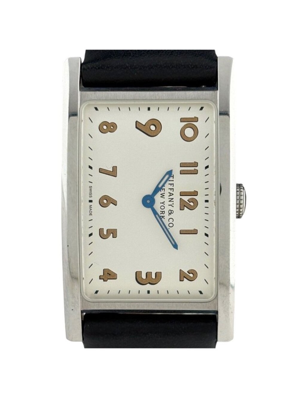 Tiffany & Co East West Watch SS Leather Quartz Silver